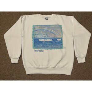 Vintage 80’s 1986 Large Lee Pismo Beach California Crewneck Sweatshirt White